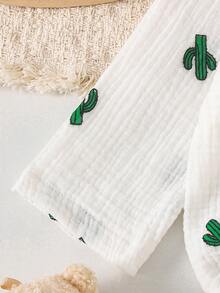 2 件套女婴舒适可爱仙人掌印花长袖衬衫和印花裤套装 - 彩色 - 查看 5