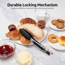 Silikonowe szczypce kuchenne do grilla 7/9/12 cali, ze stali nierdzewnej, blokowane szczypce kuchenne z silikonowymi końcówkami, antypoślizgowe szczypce do żywności do gotowania