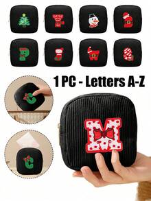 A-Z First Letter Towel Pearl Embroidered Portable Sanitary Napkin Storage Bag - Large Capacity Waterproof Cartoon Design - Suitable For Girls In Their Menstrual Period! Waterproof Cosmetic Travel Bag, Coin Wallet, Teen Girl Cash Bag