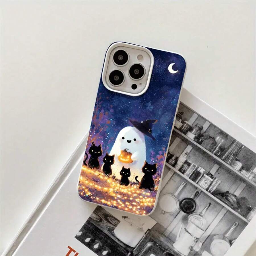 Fundas y carcasas protectoras con diseño de calabazas de Halloween y orificios grandes, compatibles con phone 16 Pro Max, 16, 15 Pro, 14, 14 Plus/14 Pro Max, 13, 13 Pro, 12 Pro, 11/11 Pro. Regalos para cumpleaños y festividades - Blanco - Ver 1