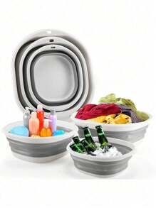 Portable Foldable Foot Care Basin, Foldable Bathtub, Laundry Basket, Dish Basin, Hand-Washing And Vegetable-Washing Basin, Space-Saving Storage Containers, Portable Foldable Silicone Basin, Foldable Washbasin, Foot Soaking Tub, Travel Portable Foot Rinsing Basin, Foot Care Tools, Household Necessities, Home Decoration, Christmas, Halloween, Back-To-School Dormitory Supplies