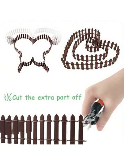 1/2 件迷你木栅栏花园房屋装饰，乡村风格的木制花园边框，适合圣诞节、万圣节、新年、DIY 工艺配件，用于微型景观、多肉植物种植园和游戏屋 - 迷人的木制户外展示