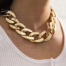 Punk Style Thick Cuban Link Chain Hip-Hop Choker Necklace For Women, In Various Colors, Thick And Chunky, Suitable For Hip-Hop And Punk Style Applications.
