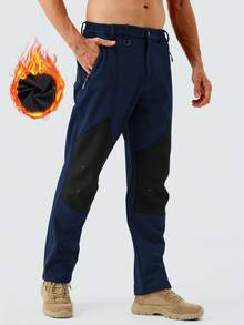 ZUTY 男士滑雪软壳单板滑雪裤，户外徒步保暖内衬拉链裤腿滑雪服 - 藏蓝色 - 查看 3