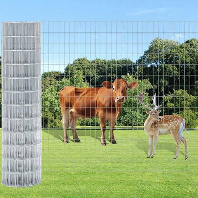 Welded Wire Fence, 50ft(L) X 36inch(H) PVC Coated Wire Fencing For Dog, 2 Inch X 3 Inch 16GA Fencing For Chicken, Anti-Rust Roll Metal Wire Mesh Fence For Yard Vegetable, Silver