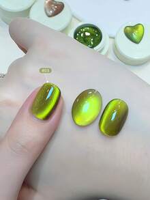 annies 5g Songcha Cocoa Esmalte de uñas en gel de ojo de gato - Gel de uñas de ojo de gato que se remoja en UV/LED marrón verde con cuentas de vidrio cerámico para salón de uñas DIY 1 pieza/3 piezas