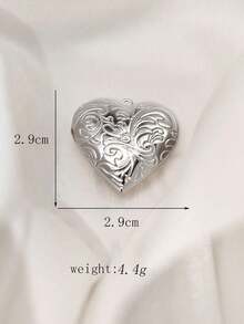1/5 件波西米亚风格不锈钢心形吊坠，复古浮雕花卉图案，DIY 创意项链吊坠配件 - 相盒 - 查看 21