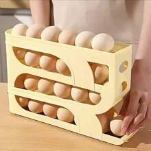 1 cái Giá để trứng trong tủ lạnh nhà bếp, Thiết kế trượt 4 lớp, Giá để trứng tự xoay, Khay đựng trứng cửa bên, Vật liệu không tiếp xúc - Nhiều màu - Xem 16