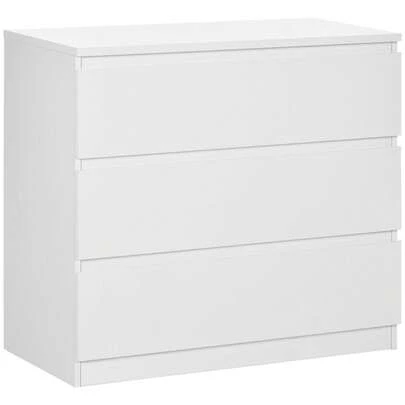  HOMCOM Chest Of Drawers, 3-Drawer Storage Organiser Unit For Bedroom, Living Room, 80 X 39 X 73cm, White