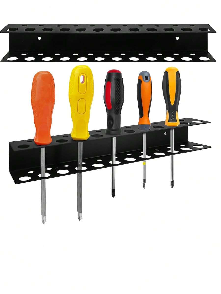 Soporte de pared para 23 destornilladores de 12.6 pulgadas, organizador de almacenamiento de herramientas para garaje, taller o cobertizo (no incluye los destornilladores)