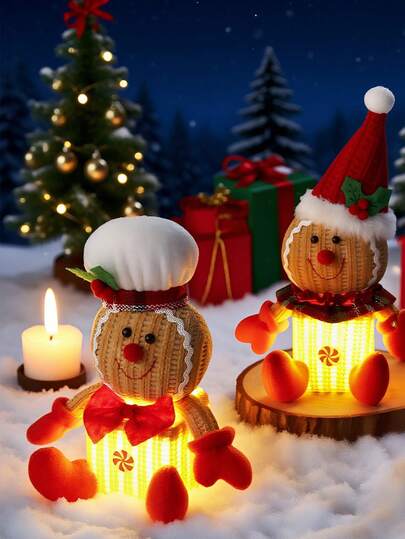 2 piezas Figuras clásicas de hombre de jengibre, decoraciones navideñas iluminadas de hombre de jengibre, adornos de hombre de jengibre para agregar un ambiente dulce a tu árbol de Navidad. Ideal para la decoración del hogar de invierno, celebraciones festivas, decoración de habitaciones, fiestas navideñas, árboles de Navidad, decoraciones navideñas, casas de jengibre, Feliz Año Nuevo, regalos de Navidad, adornos para el árbol de Navidad y talla grande.