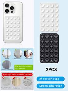 48-Piece Double-Sided Suction Cup Phone Stand, 24 Suction Cups On Each Side, Detachable Phone Stand, Waterproof And 360° Rotatable, Suitable For Bathroom Walls, Glass Mirrors, Dressing Tables, Various Smooth Walls, Not Suitable For Rough Walls, Compatible With All Mobile Phones And Mini Tablets Compatible With IPhone, Android Phone, Gift For Birthday, Family, Friends Phone Holder Phone Accessories