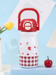 كوب قش جديد بمقبض، كوب عازل من الفولاذ المقاوم للصدأ، زجاجة مياه جميلة وقابلة للحمل للنساء، مناسبة للمدرسة والتخييم والرحلات