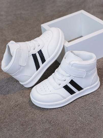 1 pereche de pantofi sport unisex la modă, versatili, cu velcro, adidași înalți, ușori și confortabili, pantofi de alergare noi pentru fete, pantofi plați casual din piele PU pentru copii, potriviți pentru activități de interior/exterior, zile de școală, mers pe jos și alergare zilnică primăvara și toamna