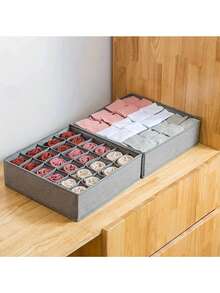 4 Stück 6/7/8/24 Fach Unterwäsche Aufbewahrungsbox, Schubladenartiger Mesh Faltbarer Aufbewahrungskasten, Haushalt Fach BH Socken Krawatte Organizer Box, Schrank Aufbewahrungsorganisation - Grau - Übersicht 2