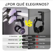 Un nuevo y versátil soporte dos en uno para auriculares y mando de juegos, con capacidad para dos mandos y un auricular. También sirve para colgar auriculares y otros artículos. Es perfecto para usar en casa, en la oficina, en un estudio, en una residencia universitaria o junto al televisor. - Negro - Ver 5