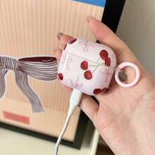 Creative Cherry Pattern Wireless Bluetooth Earphone Protective Case, Compatible With Apple 2/3/Pro/Pro2/4th Gen Earphone Cover Anti-Drop Protective Shell