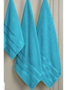 4-Piece Turkish Bath Towel Set – 2 Large Bath Towels (70x140 Cm) + 2 Hand Towels (50x90 Cm) – 100% Cotton – Soft, Absorbent, Durable – MADE IN TURKEY - Blue - View 1