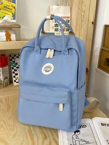 Large Capacity Multi-Pocket Women's Fashion Backpack, Fabric Material - Blue - View 6