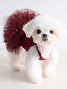 1 pieza Vestido para mascota, falda de tul elegante estilo ballet, vestido de princesa romántico, adecuado para perros y gatos pequeños, sin mangas, transpirable, para primavera/verano