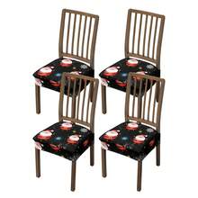 1/2/4/6pcs Printed Christmas Dining Chair Seat Covers, Stretch Removable & Washable Dining Chair Seat Protectors - Multicolor - View 32