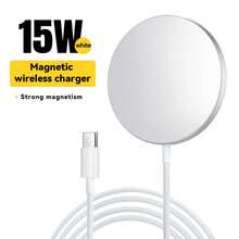 1Pack 15W Magnetic Wireless Charger Type C Compatible With IPhone 17 Pro Max/17 Pro/17/16/15,Gmwei Phones, Fast Wireless Charging, Portable - White - View 2