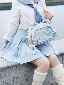 1 chiếc Balo mèo hoạt hình Y2K dễ thương, Túi JK hội nghị hoạt hình chất lượng cao Kawaii có móc khóa hình chân mèo, Túi trong suốt để trưng bày tượng nhỏ, Túi Ita tự làm, Balo du lịch tối giản sang trọng, Dây đeo có thể tháo rời cho túi đeo vai/đeo chéo, Đa năng khi đi làm, sinh viên, mua sắm, tiệc tùng, trưng bày đồ hoạt hình, du lịch và nhiều hơn nữa - Nhiều màu - Xem 3