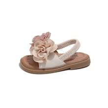 1 双新款女童/幼儿/婴儿双色花卉沙滩凉鞋，简约优雅，舒适柔软鞋底，夏季必备 - 米色 - 查看 7