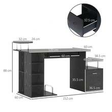 HOMCOM Computer Desk PC Workstation With Drawer Shelves CPU Storage Rack Home Office Furniture 152 X 60 X 88cm (BLACK) - Negro - Ver 3