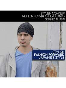 1条日式男女通用黑色弹力发带，适合跑步、运动、休闲健身、男士度假配饰、男士配饰、足球发饰、棒球配饰、男士头带 - 黑色 - 查看 5