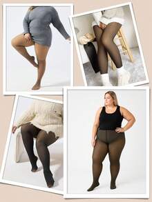 1 Paar 220g Thermoleggings in Große Größen, leicht & atmungsaktiv, halbdurchsichtige Isolierung, einfache Nahtverarbeitung, dick für den Outdoor-Einsatz, bequem für den Wintergebrauch