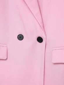 Old Money Women's Loose Fit Double-Breasted Lapel Casual Blazer Jacket, Solid Color Long Sleeve, Minimalist & Fashionable, Suitable For Spring/Autumn/Winter