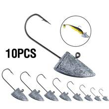 10PCS 0.5g-10g Jig Heads Fishing Hooks High Carbon Steel Sharp Barb Hooks Fishing Jig Lead Head Fishhook Fishing Tackle Worm Jig Hook - Silver - View 2
