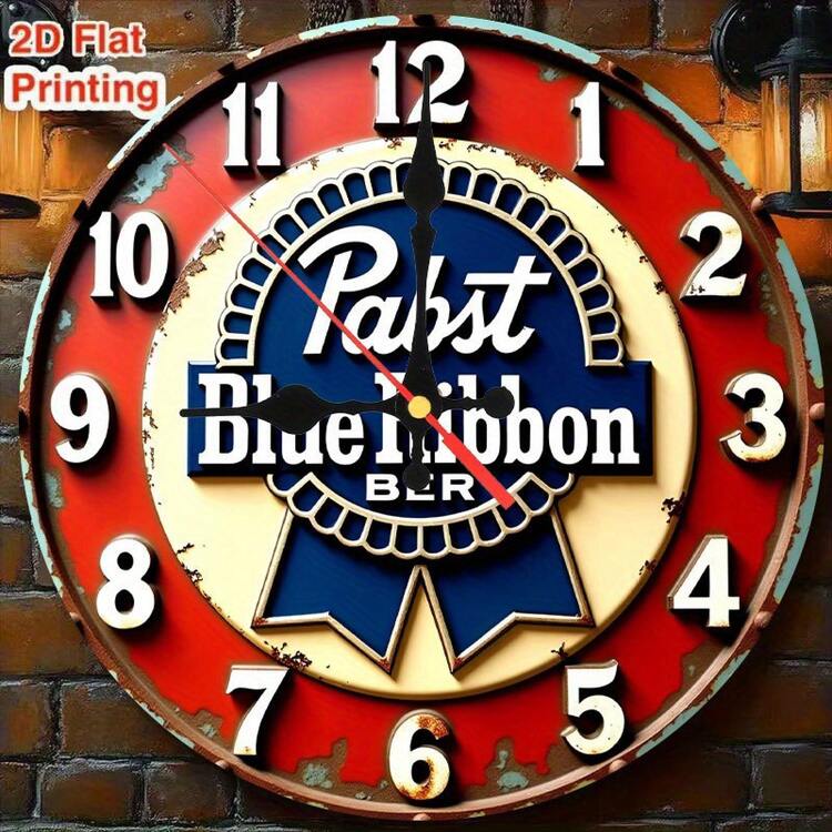 1Pc, Pabst Blue Ribbon Beer Retro Wall Clock - 9. 8inch Silent Non