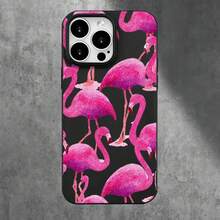Fundas y carcasas protectoras para teléfono con diseño de flamenco rosa y orificios grandes. Compatibles con phone 16 Pro Max, 16, 15 Pro, 14, 14 Plus/14 Pro Max, 13, 13 Pro, 12 Pro, 11/11 Pro. Regalos para cumpleaños y fiestas - Negro - Ver 3