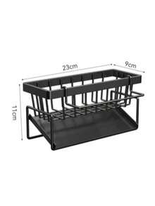 Metal Sponge Holder, Faucet Holder, Soap Drain, Towel Shelf Organizer, Accessories - 黑色 - 查看 7