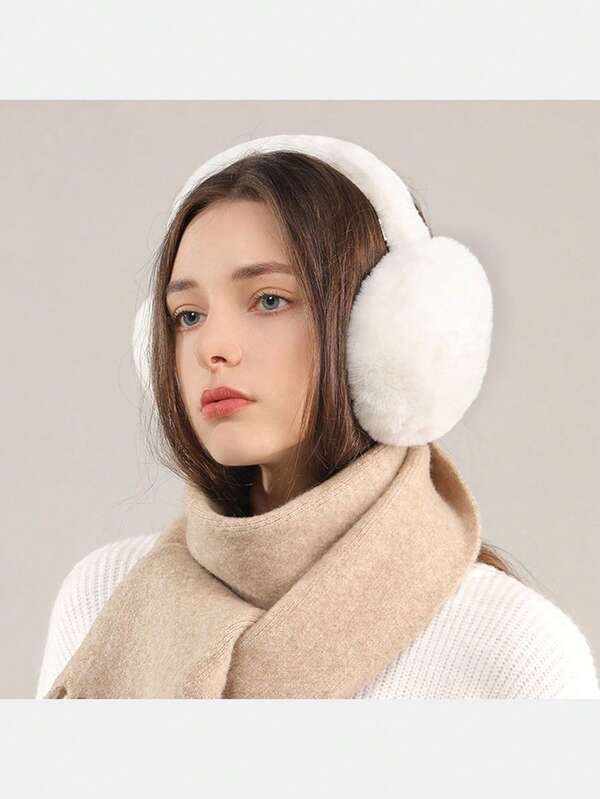 1pc Foldable Warm Ear Muffs, Plush Earmuffs For Autumn/Winter, Unisex Outdoor Ear Warmers