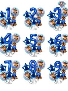 6pcs Paw Patrol 0-9 Number Set, Cute Cartoon Paw Patrol Puppy Ryder, Chase, Skye Suitable For Birthday, Christmas, Halloween Decoration Christmas Decorations Home Christmas Gifts Christmas Decor - Blue - View 2