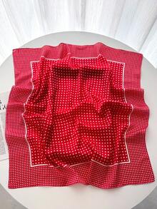 1 chiếc khăn vuông, phụ kiện băng đô cho nữ/bé gái, khăn tay, khăn quàng cổ, băng đô, khăn in họa tiết thời trang, phù hợp với váy. - chấm bi đỏ - Xem 2