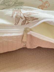 Juego de ropa de cama floral natural de Morandi, estilo nórdico minimalista, incluye 1 funda nórdica, 1 sábana plana y 2 fundas de almohada, sábana de unicolor, estampado de hojas de bosque, 100% poliéster, textura suave (sin relleno) - Marrón Mocha - Ver 11