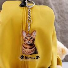 1PC Custom Acrylic Pet Photo Keychain – Upload Your Pet's Picture & Text, Personalized Bag Charm, Unisex Gift For Family, Birthday & Christmas,Christmas Gift Supplies