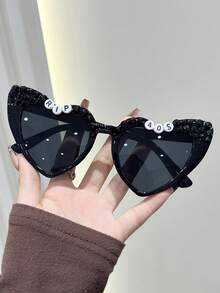 1件装奢华简约黑色系列手工水晶珍珠字母相框，适用于20岁、30岁、40岁、50岁生日，可用作生日礼物、生日派对拍照道具、男女通用派对礼物、复古风格、派对、舞台表演旅行配饰、生日派对服装配饰、节日服装配饰 - 黑色 - 查看 5