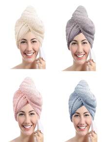 1pc Coral Fleece Pineapple Textured Hair Drying Towel, Thick & Long, Quick Dry, Absorbent, With Elastic Band, Shower Cap
