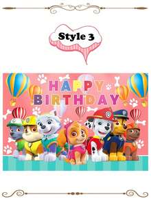 Fondo de fiesta de cumpleaños de Paw Patrol de 5 pies - Decoración de fiesta con corona de globos/Regalo de Navidad, Decoración navideña - Multicolor - Ver 9