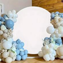 1 Romantic White Circular Arch High-Elasticity, Multi-Functional Polyester Stand Cover - Anti-Wrinkle Elastic Spandex, Durable Polyester Fiber, Suitable For Photography, Parties, Weddings, Baptions, DIY Decoration, No Power Required, Wedding Accessories; Circular Background; Smooth Texture, Wedding Decoration, Multi-Functional Festival Photography Exhibition Stand Arch Background
