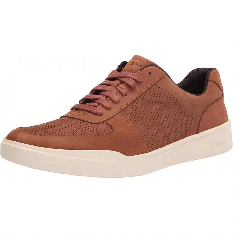 Men's Modern Perforated Sneakers, Footwear - British Tan - View 1