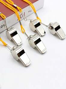 ‌5pcs Stainless Steel Whistle With Lanyard, Loud Emergency Whistles With Black/Yellow, High-Pitched Whistles For Coaches, Hikers & Pet Training ,Referee Survival Whistle For Sports ,Emergency &Outdoor Survival - Black and White - View 12