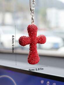 1pc Car Interior Pendant Rhinestone Cross Car Interior Rearview Mirror Decoration Car Interior Decoration Accessories