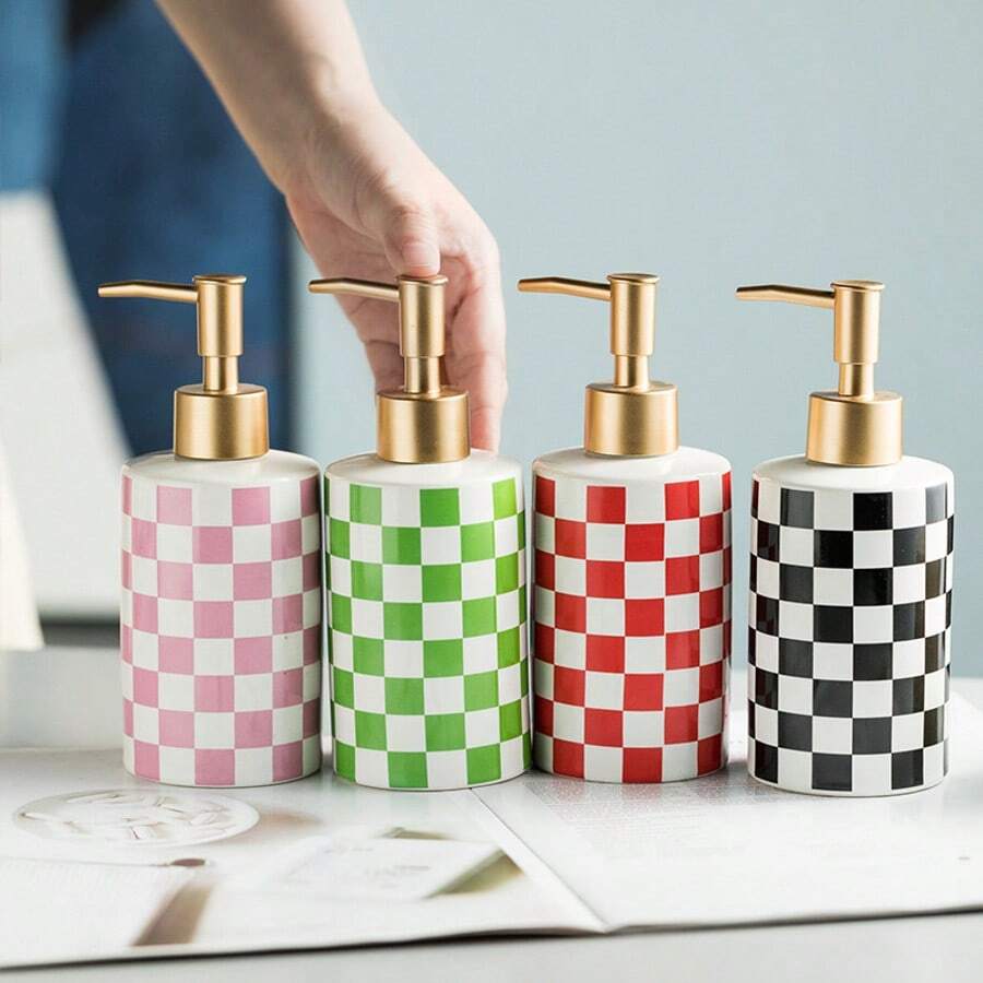 1pc Luxury Household Lotion Dispenser Bottle, Ceramic Hand Wash, Shower Gel, Shampoo, Conditioner Hotel Amenity Bottle