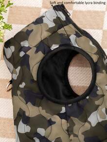 Camel Camouflage Printed Belly Zipper Pet Padded Coat Dog Jacket, Suitable For Large, Medium And Small Dogs